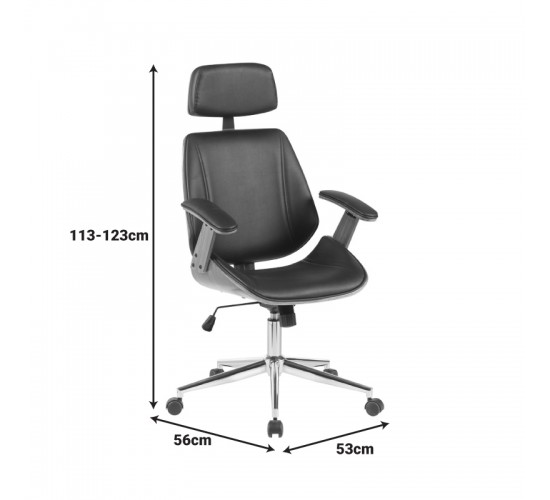 Καρέκλα γραφείου διευθυντή Fetseno μπεζ pu-βάση χρωμίου 53x56x113.5-123.5εκ Υλικό: WOOD - PU - METAL 332-000019