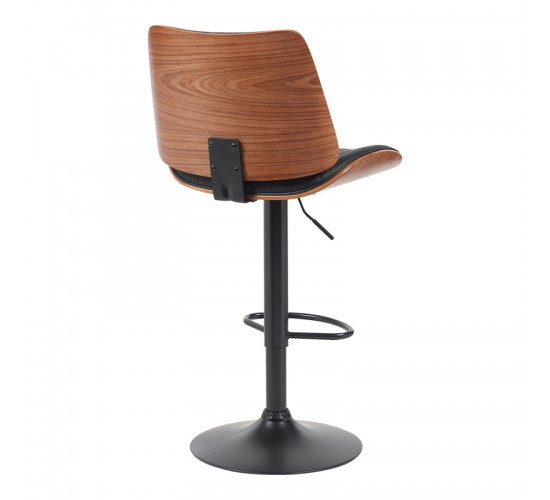 Σκαμπό μπαρ Amani μαύρο pu-μαύρη βάση 50.5x54x87.5-107.5εκ Υλικό: WOOD - PU - METAL 332-000020