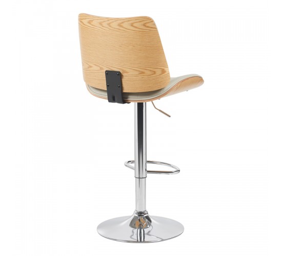 Σκαμπό μπαρ Amani μπεζ pu-βάση χρωμίου 50.5x54x87.5-107.5εκ Υλικό: WOOD - PU - METAL 332-000021