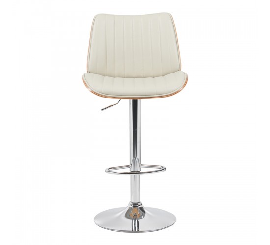 Σκαμπό μπαρ Amani μπεζ pu-βάση χρωμίου 50.5x54x87.5-107.5εκ Υλικό: WOOD - PU - METAL 332-000021