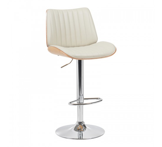 Σκαμπό μπαρ Amani μπεζ pu-βάση χρωμίου 50.5x54x87.5-107.5εκ Υλικό: WOOD - PU - METAL 332-000021