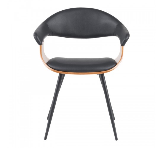 Πολυθρόνα Austen PU μαύρο-ξύλο καρυδί-μέταλλο μαύρο 58x55x77εκ Υλικό: PLYWOOD - PU 332-000024