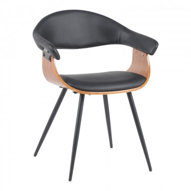 Πολυθρόνα Austen PU μαύρο-ξύλο καρυδί-μέταλλο μαύρο 58x55x77εκ Υλικό: PLYWOOD - PU 332-000024