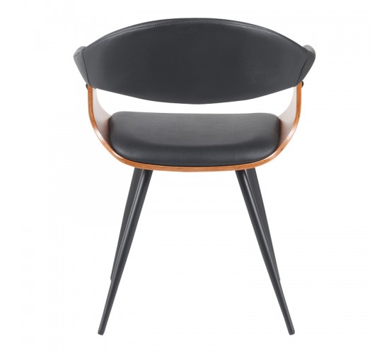 Πολυθρόνα Austen PU μαύρο-ξύλο καρυδί-μέταλλο μαύρο 58x55x77εκ Υλικό: PLYWOOD - PU 332-000024