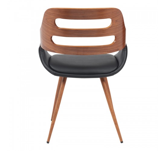 Πολυθρόνα Fern PU μαύρο-ξύλο καρυδί απόχρωση 52x59x80εκ Υλικό: PLYWOOD - PU - METAL 332-000025