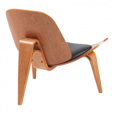 Πολυθρόνα Vilma PU μαύρο- plywood καρυδί 90x76.5x74.5εκ Υλικό: PLYWOOD - PU 332-000026