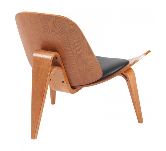 Πολυθρόνα Vilma PU μαύρο- plywood καρυδί 90x76.5x74.5εκ Υλικό: PLYWOOD - PU 332-000026