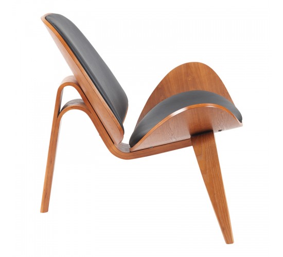 Πολυθρόνα Vilma PU μαύρο- plywood καρυδί 90x76.5x74.5εκ Υλικό: PLYWOOD - PU 332-000026