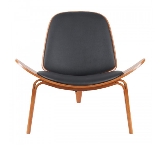 Πολυθρόνα Vilma PU μαύρο- plywood καρυδί 90x76.5x74.5εκ Υλικό: PLYWOOD - PU 332-000026