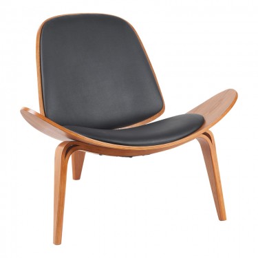 Πολυθρόνα Vilma PU μαύρο- plywood καρυδί 90x76.5x74.5εκ Υλικό: PLYWOOD - PU 332-000026