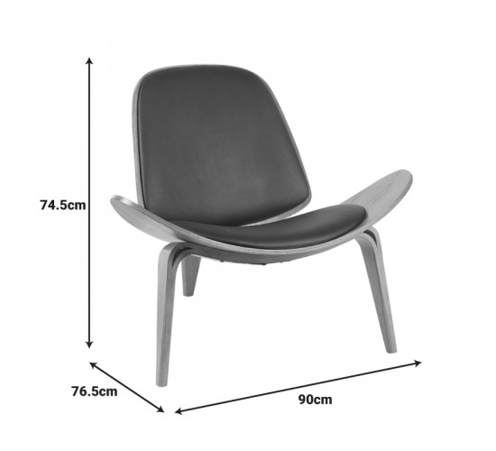 Πολυθρόνα Vilma PU μαύρο- plywood καρυδί 90x76.5x74.5εκ Υλικό: PLYWOOD - PU 332-000026