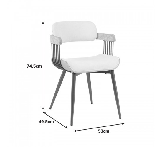 Πολυθρόνα Cameo μέταλλο μπρονζέ-white-wash ξύλο-μπέζ ύφασμα 53x49.5x75.5εκ Υλικό: PLYWOOD - METAL - FABRIC 332-000027