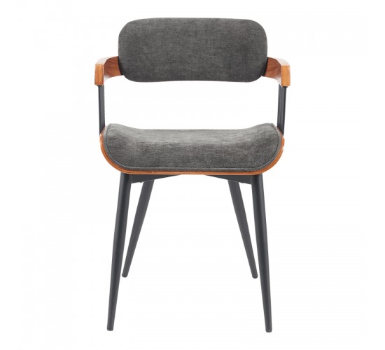 Πολυθρόνα Cameo μέταλλο μαύρο-καρυδί ξύλο-ανθρακί ύφασμα 53x49.5x75.5εκ Υλικό: PLYWOOD - METAL - FABRIC 332-000029