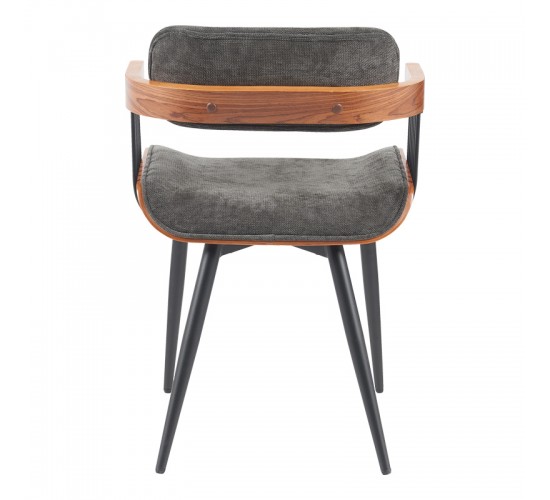 Πολυθρόνα Cameo μέταλλο μαύρο-καρυδί ξύλο-ανθρακί ύφασμα 53x49.5x75.5εκ Υλικό: PLYWOOD - METAL - FABRIC 332-000029