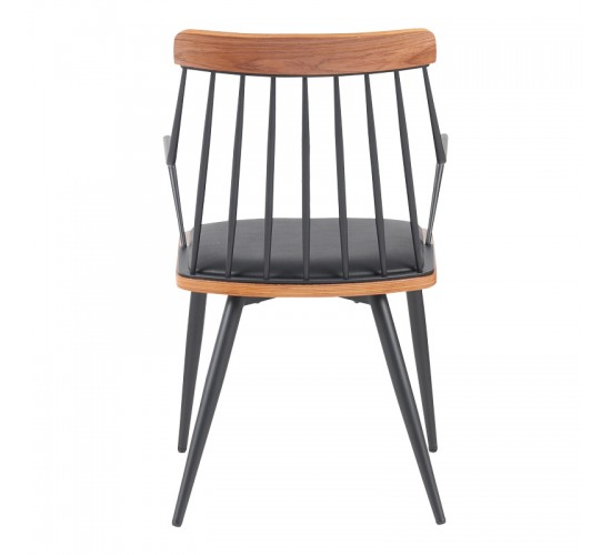 Πολυθρόνα Posse μέταλλο μαύρο-καρυδί ξύλο-μαύρο pu 52x59x83εκ Υλικό: PLYWOOD - METAL - FABRIC 332-000032