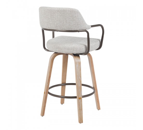 Σκαμπό μπαρ Tertia περιστρεφόμενο μεσαίου μεγέθους μέταλλο-ξύλο με ύφασμα σε μπεζ-καφέ απόχρωση 54x52x98εκ Υλικό: WOOD - METAL - FABRIC 332-000035