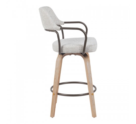 Σκαμπό μπαρ Tertia περιστρεφόμενο μεσαίου μεγέθους μέταλλο-ξύλο με ύφασμα σε μπεζ-καφέ απόχρωση 54x52x98εκ Υλικό: WOOD - METAL - FABRIC 332-000035