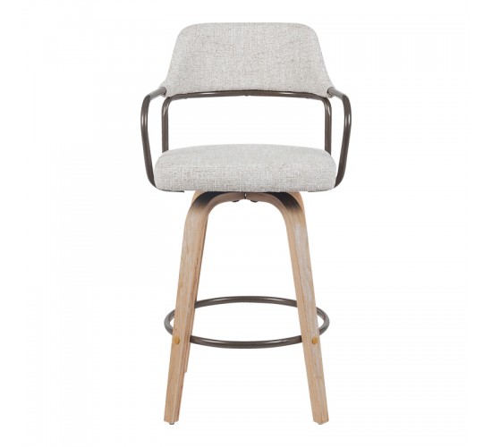 Σκαμπό μπαρ Tertia περιστρεφόμενο μεσαίου μεγέθους μέταλλο-ξύλο με ύφασμα σε μπεζ-καφέ απόχρωση 54x52x98εκ Υλικό: WOOD - METAL - FABRIC 332-000035