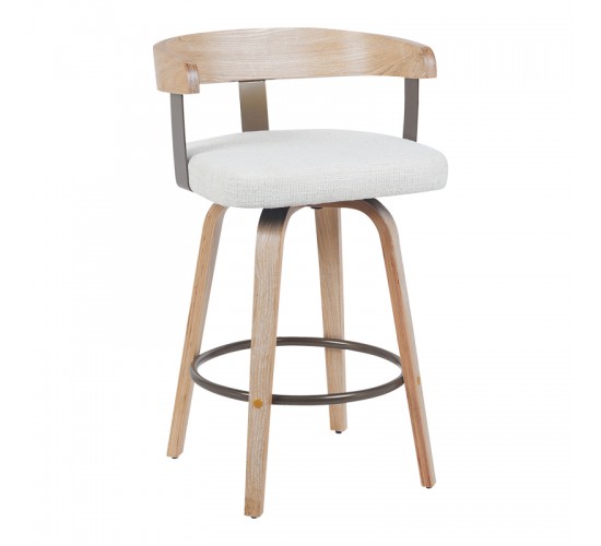 Σκαμπό μπαρ Anesy περιστρεφόμενο μεσαίου μεγέθους μέταλλο-ξύλο με ύφασμα σε μπεζ απόχρωση 54x50x85εκ Υλικό: WOOD - METAL - FABRIC 332-000037