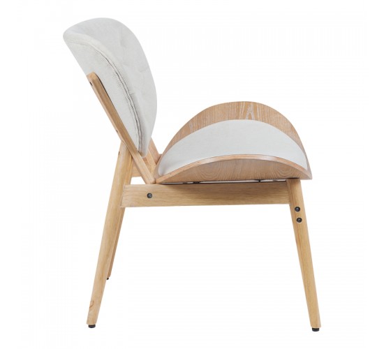 Πολυθρόνα Udalle ξύλο σε φυσική απόχρωση με μπεζ ύφασμα 77x70x81εκ Υλικό: WOOD - FABRIC 332-000038