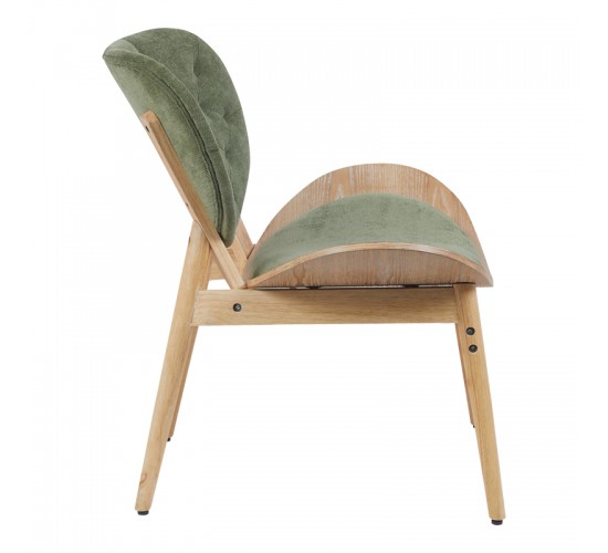 Πολυθρόνα Udalle ξύλο σε φυσική απόχρωση με λαδί ύφασμα 77x70x81εκ Υλικό: WOOD - FABRIC 332-000039