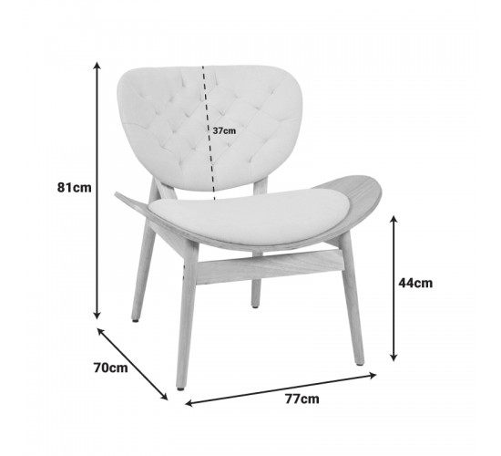 Πολυθρόνα Udalle ξύλο σε φυσική απόχρωση με λαδί ύφασμα 77x70x81εκ Υλικό: WOOD - FABRIC 332-000039