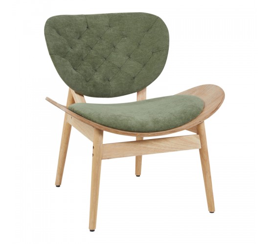 Πολυθρόνα Udalle ξύλο σε φυσική απόχρωση με λαδί ύφασμα 77x70x81εκ Υλικό: WOOD - FABRIC 332-000039