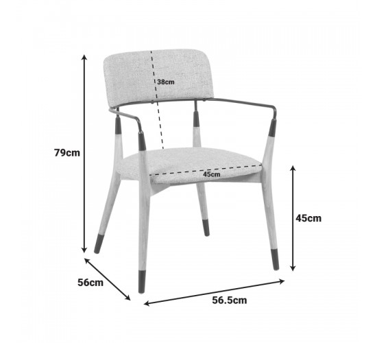 Πολυθρόνα Sentana μέταλλο-ξύλο και ύφασμα σε μπεζ-καφέ απόχρωση 56.5x56x79εκ Υλικό: METAL - WOOD - FABRIC 332-000040