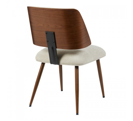 Καρέκλα Ubane μπεζ μπουκλέ ύφασμα-πόδι καρυδί μέταλλο 53x62.5x85εκ Υλικό: FABRIC - METAL 332-000041