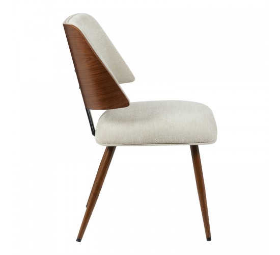 Καρέκλα Ubane μπεζ μπουκλέ ύφασμα-πόδι καρυδί μέταλλο 53x62.5x85εκ Υλικό: FABRIC - METAL 332-000041