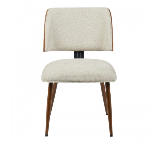 Καρέκλα Ubane μπεζ μπουκλέ ύφασμα-πόδι καρυδί μέταλλο 53x62.5x85εκ Υλικό: FABRIC - METAL 332-000041