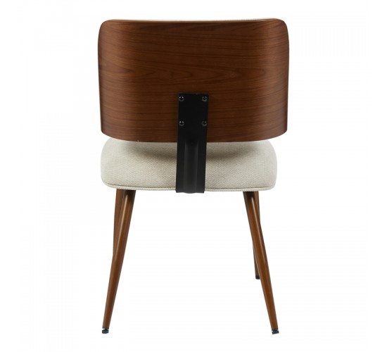 Καρέκλα Ubane μπεζ μπουκλέ ύφασμα-πόδι καρυδί μέταλλο 53x62.5x85εκ Υλικό: FABRIC - METAL 332-000041