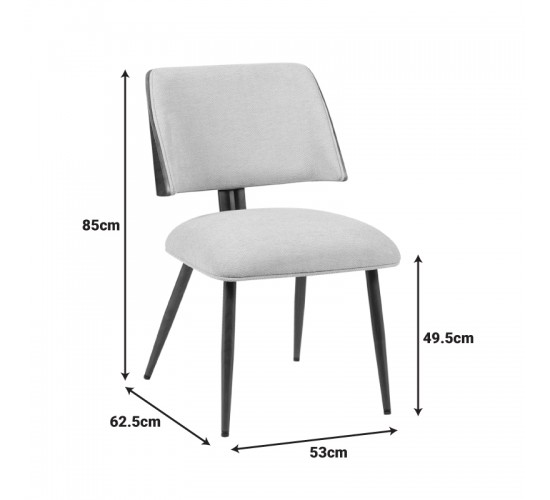 Καρέκλα Ubane μπεζ μπουκλέ ύφασμα-πόδι καρυδί μέταλλο 53x62.5x85εκ Υλικό: FABRIC - METAL 332-000041