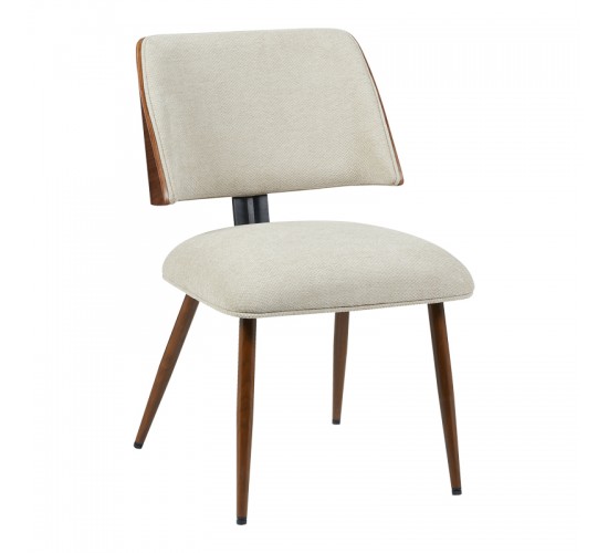 Καρέκλα Ubane μπεζ μπουκλέ ύφασμα-πόδι καρυδί μέταλλο 53x62.5x85εκ Υλικό: FABRIC - METAL 332-000041