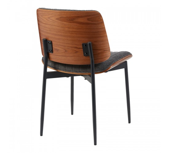 Καρέκλα Kathy γκρι ύφασμα-καρυδί μεταλλικό πόδι 51x58x81εκ Υλικό: PU - PLYWOOD - METAL 332-000042