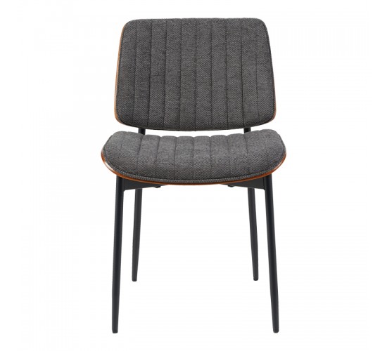 Καρέκλα Kathy γκρι ύφασμα-καρυδί μεταλλικό πόδι 51x58x81εκ Υλικό: PU - PLYWOOD - METAL 332-000042