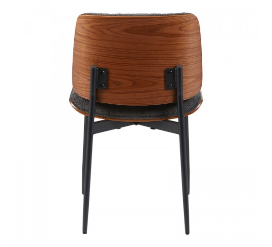 Καρέκλα Kathy γκρι ύφασμα-καρυδί μεταλλικό πόδι 51x58x81εκ Υλικό: PU - PLYWOOD - METAL 332-000042