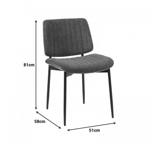 Καρέκλα Kathy γκρι ύφασμα-καρυδί μεταλλικό πόδι 51x58x81εκ Υλικό: PU - PLYWOOD - METAL 332-000042