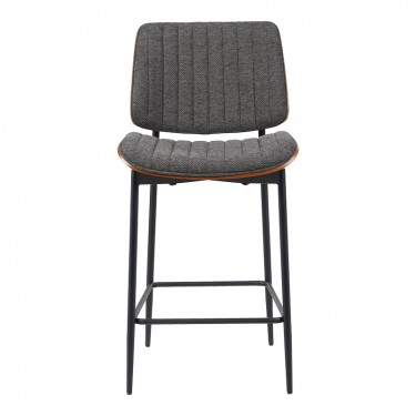 Σκαμπό-μπαρ Kathy ξύλο σε καρυδί με γκρι ύφασμα 48.5x52.5x96εκ Υλικό: PU - PLYWOOD - METAL 332-000043