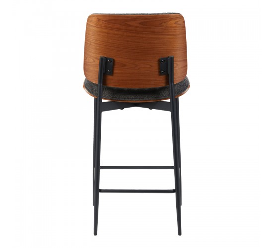 Σκαμπό-μπαρ Kathy γκρι ύφασμα-καρυδί μεταλλικό πόδι 48.5x52.5x96εκ Υλικό: PU - PLYWOOD - METAL 332-000043