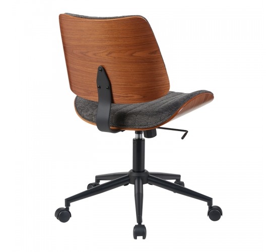 Καρέκλα γραφείου εργασίας Amani γκρι ύφασμα-καρυδί plywood 52x54x90.5εκ Υλικό: FABRIC - PLYWOOD - PP 332-000044