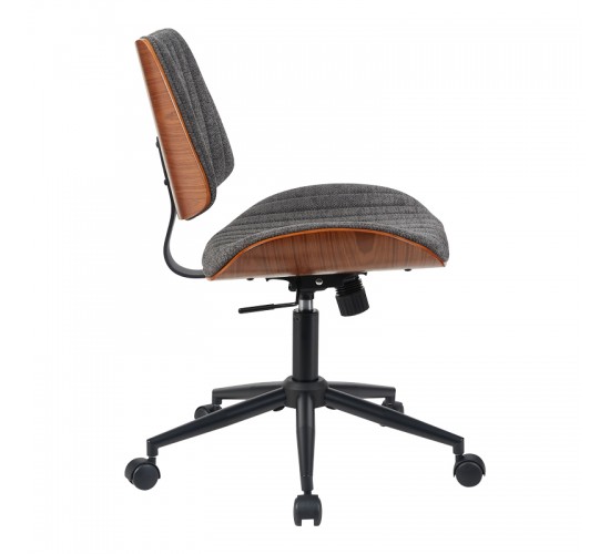 Καρέκλα γραφείου εργασίας Amani γκρι ύφασμα-καρυδί plywood 52x54x90.5εκ Υλικό: FABRIC - PLYWOOD - PP 332-000044