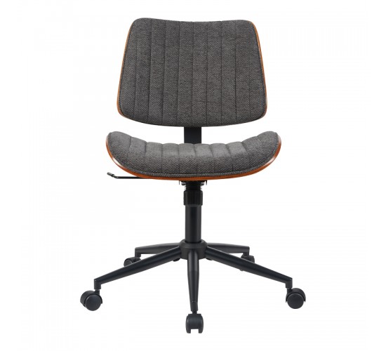 Καρέκλα γραφείου εργασίας Amani γκρι ύφασμα-καρυδί plywood 52x54x90.5εκ Υλικό: FABRIC - PLYWOOD - PP 332-000044