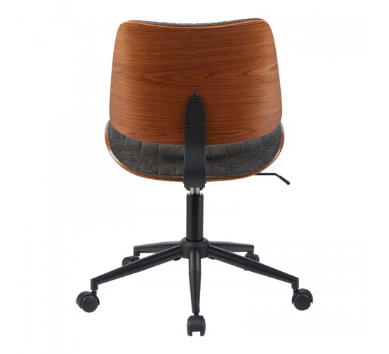 Καρέκλα γραφείου εργασίας Amani γκρι ύφασμα-καρυδί plywood 52x54x90.5εκ Υλικό: FABRIC - PLYWOOD - PP 332-000044