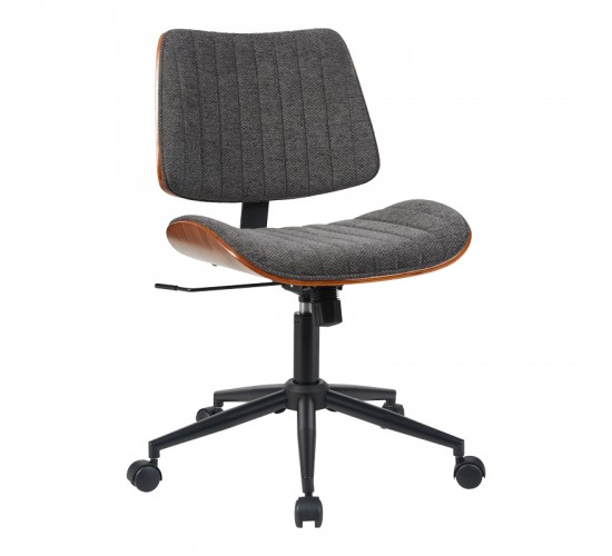 Καρέκλα γραφείου εργασίας Amani γκρι ύφασμα-καρυδί plywood 52x54x90.5εκ Υλικό: FABRIC - PLYWOOD - PP 332-000044