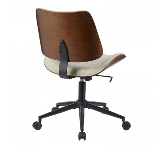 Καρέκλα γραφείου εργασίας Amani μπεζ ύφασμα-καρυδί plywood 52x54x90.5εκ Υλικό: FABRIC - PLYWOOD - PP 332-000045