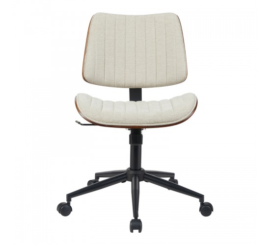 Καρέκλα γραφείου εργασίας Amani μπεζ ύφασμα-καρυδί plywood 52x54x90.5εκ Υλικό: FABRIC - PLYWOOD - PP 332-000045