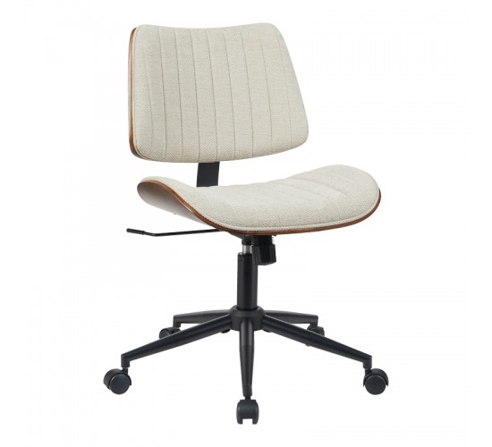 Καρέκλα γραφείου εργασίας Amani μπεζ ύφασμα-καρυδί plywood 52x54x90.5εκ Υλικό: FABRIC - PLYWOOD - PP 332-000045