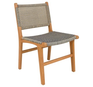 Καρέκλα Darien σκελετός teak ξύλο σε φυσική απόχρωση και κρεμ-μαύρο pe σχοινί 52x62x86εκ Υλικό: TEAK WOOD - PE ROPE 333-000004