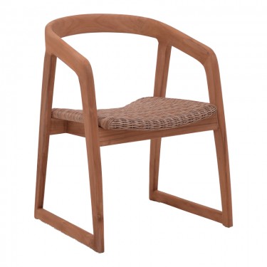 Πολυθρόνα Somalia σκελετός αλουμινίου με teak πόδι σε φυσική απόχρωση και καφέ pe rattan 57x62x80εκ Υλικό: TEAKWOOD - ALUMINUM - RATTAN 334-000001